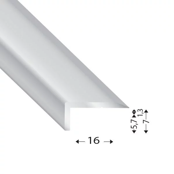 Profil AL ukončovací "L" schodový 16x5,7 mm, elox Striebro, 2,7 m, 16070 S, AK Profile