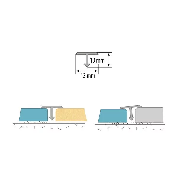 Prechodový profil "T" Cezar T13 elox Striebro 2,5m 13 mm 