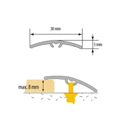 Prechodový profil LW305w1 Dub Canyon 26 samolepiaco-narážací oblý 0,93m 30 mm