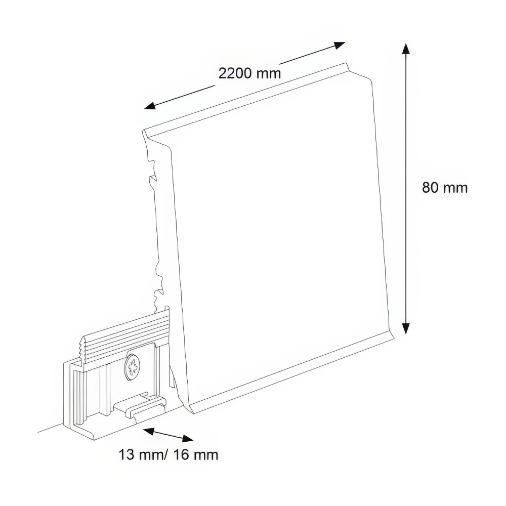 Lišta soklová PVC Cezar MASTERLINE 80 Biela (RAL 9003) 81,5x17,2x2200 mm