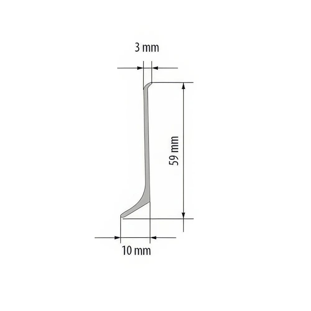 Lišta soklová Cezar LP59 Striebro celohliníková 2,5 m výška 59 mm