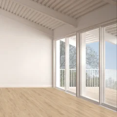 Parador Taterra Orech Evena composite flooring in sandy beige (1751629) in an interior with a terrace