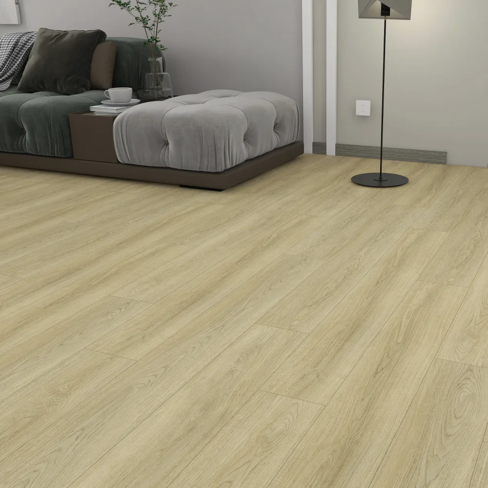 Kompozitná podlaha SolidStep ADVANCE Pro Dub Ivory ST1201 v obývačke s pohovkou