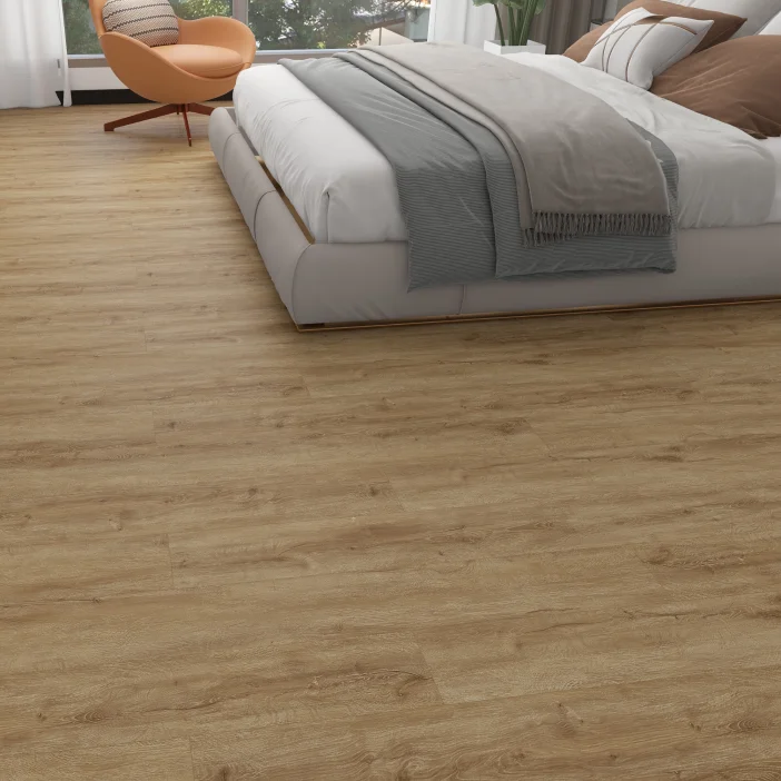 Kompozitná podlaha SolidStep ADVANCE Pro Dub Regano ST1202 v spálni s kreslom
